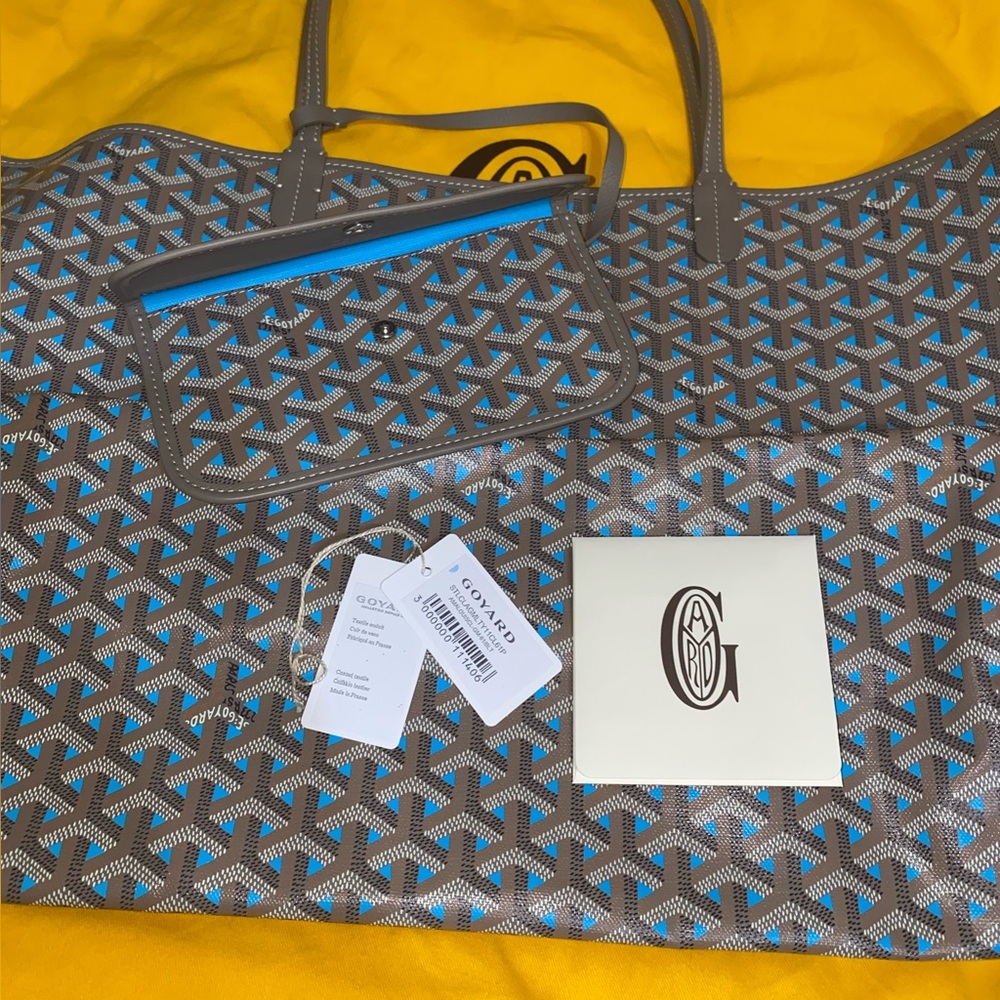 NEW GOYARD LIMITED EDITION Saint Louis Claire Voie GM Tote bag Turq/Grege - Picture 14 of 17